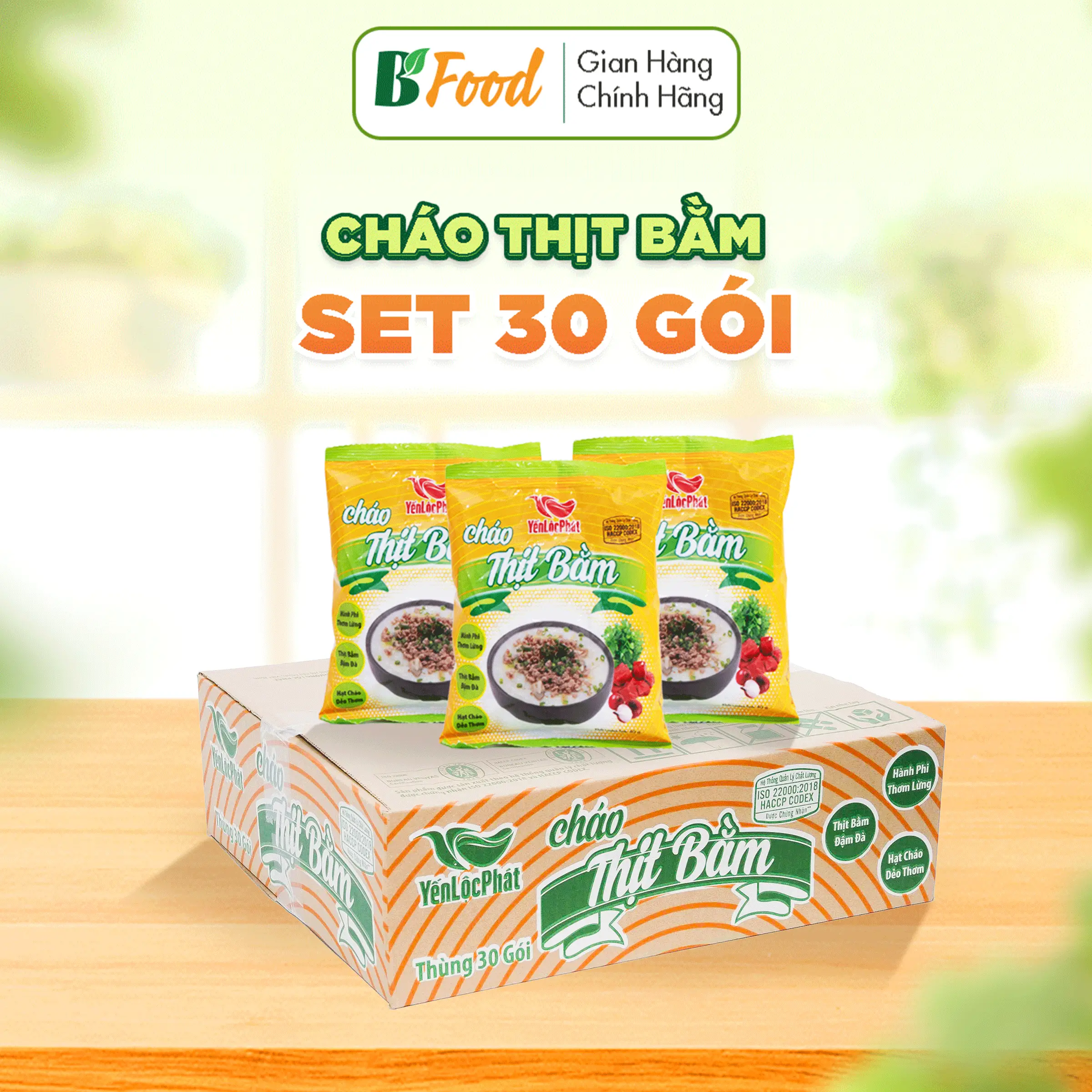 Cháo ăn liền thịt bằm Yến Lộc Phát - Thùng 30 Gói - Cháo gói ngon dễ ăn, tiện lợi, phục hồi sức khỏe