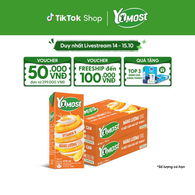 Combo 2 Thùng 48 Hộp Sữa Chua Lên Men Tự Nhiên Yomost Hương Cam 170ml (48x170ml)