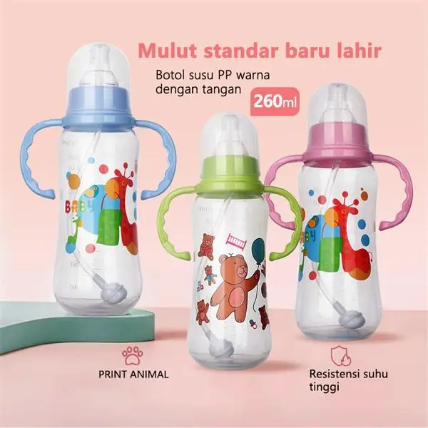 280ml Dot Nipple Standard Bottle Susu FREE Botol Dot Sillicone Nipple Botol Susu Bayi Assorted Standard XM-001 Accessories Minum botol  susu  3  tahun