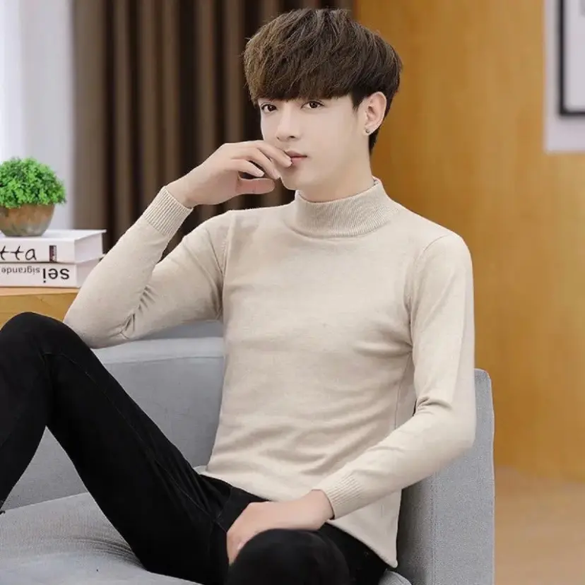 áo len Cổ 5Cm nam Dài Tay Chuẩn Fom Dễ Mặc Menswear Shirt Menswear Shirt Đen sentinials sweater áo len áokhoác hoànggia áo len