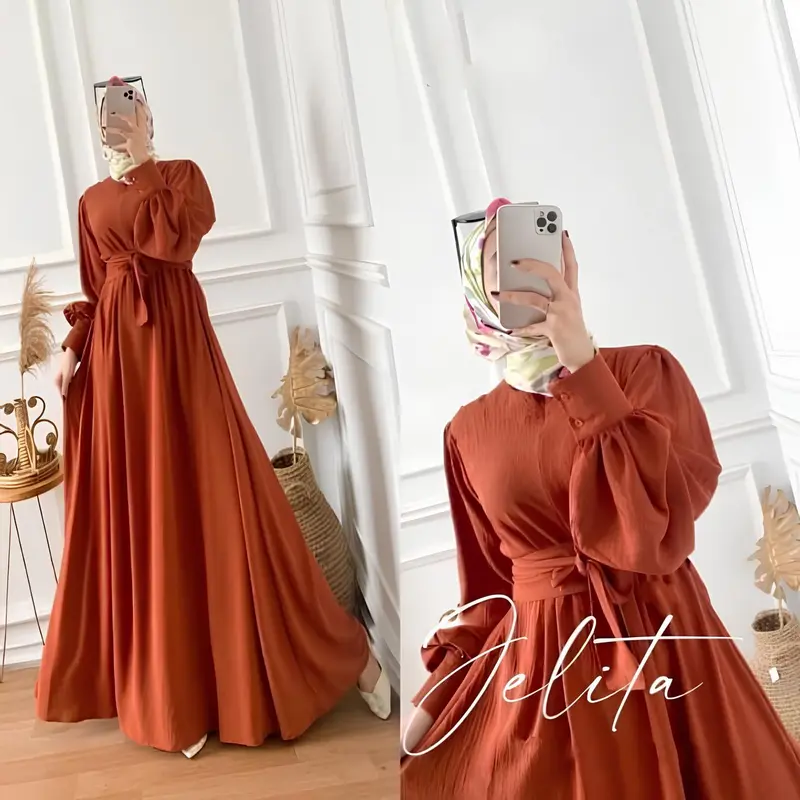 JELITA DRESS MAXY CRINKLE AIRFLOW / DRESS WANITA KEKINIAN Muslim Panjang 1