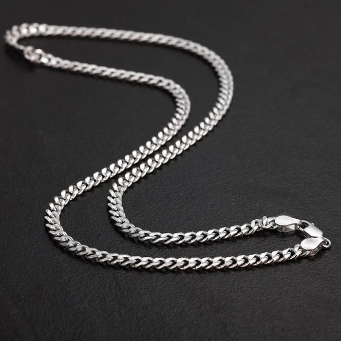 Product Introduction of Fashion original brand 925 Sterling Silver man 6MM geometric chain bracelets neckalces for women Party wedding jewelry sets 9