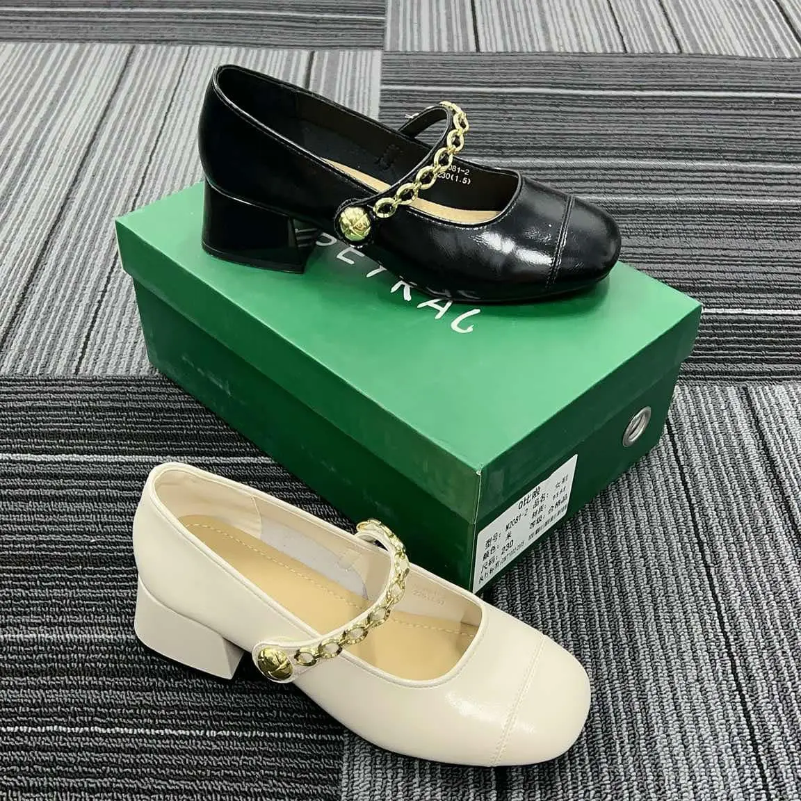 Giày lolita 5cm da lỳ hàng công ty qbey chuẩn túi hộp hãng