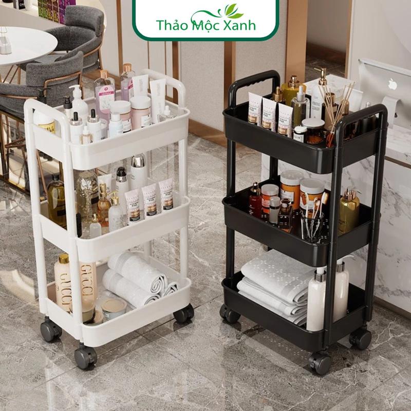 Kệ nhựa có bánh xe 3-5 tầng--Xe Đẩy Spa Để Đồ Đa Năng Kệ Tiện Lợi kệ phòng tắm kệ bếp Siêu xᶖnh banh