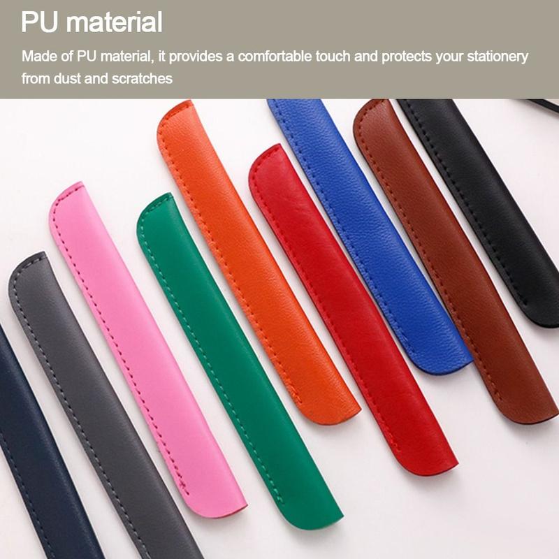 Product Introduction of Pen Sleeve PU Leather PU Pencil Bags Solid Color Large Capacity Pen Pouch Pencil Case Office Supplies 15