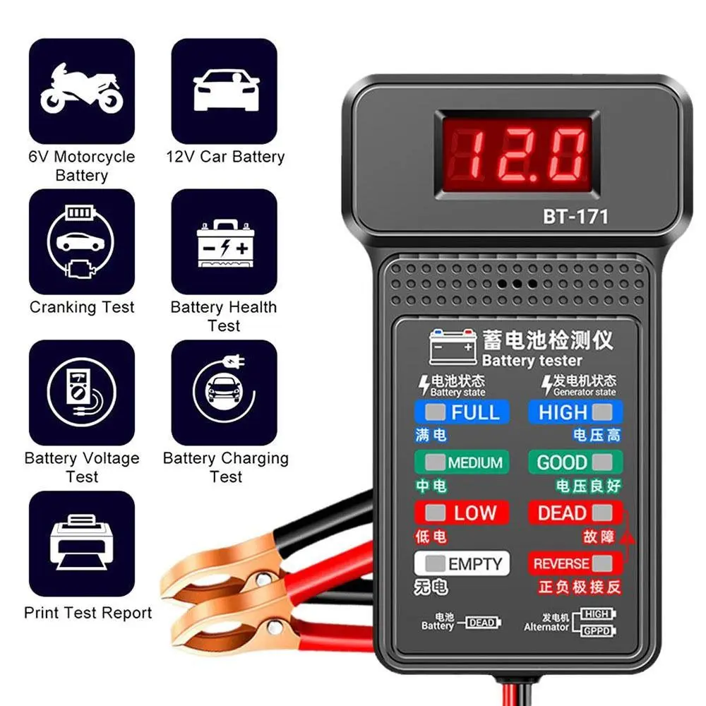 High Quality Cranking Charging Test Analyzer Battery Tool Automotive Digital Car Battery Tester Circut Test Analyzer Battery Detector