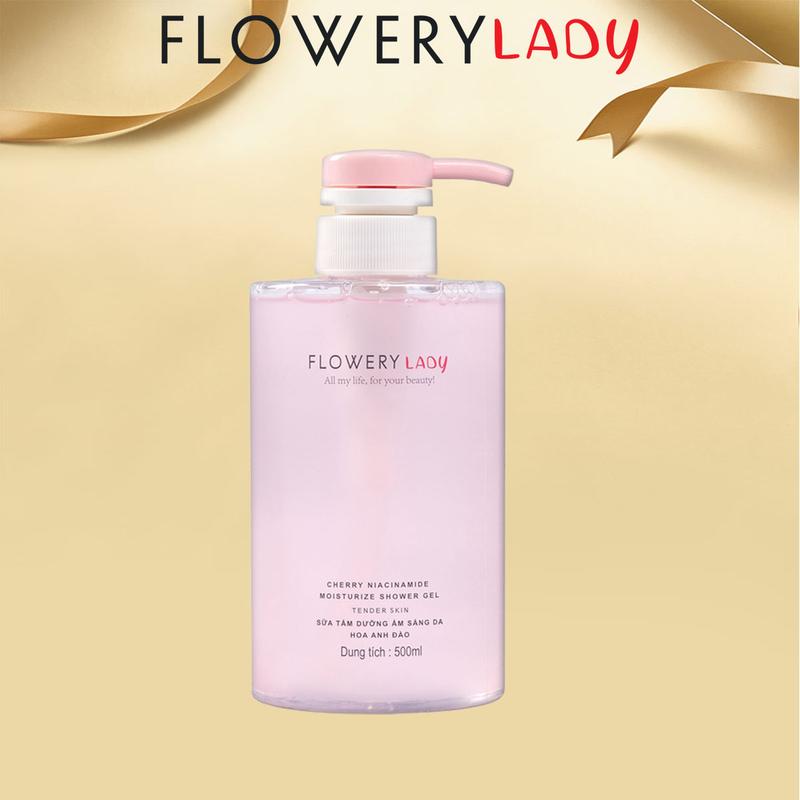 [Độc quyền livestream Mini] Sữa tắm nước hoa dưỡng trắng Hoa Anh Đào Niacinamide Flowery LADY 500ml