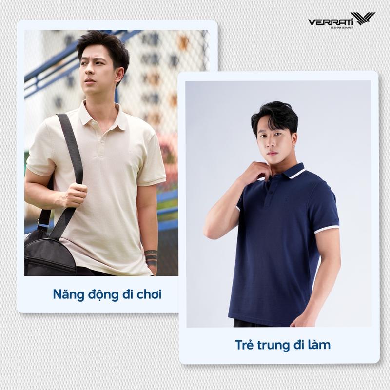 Áo polo nam VERRATI dệt tổ ong chất cotton cao cấp thấm hút, thoáng mát 4003 9