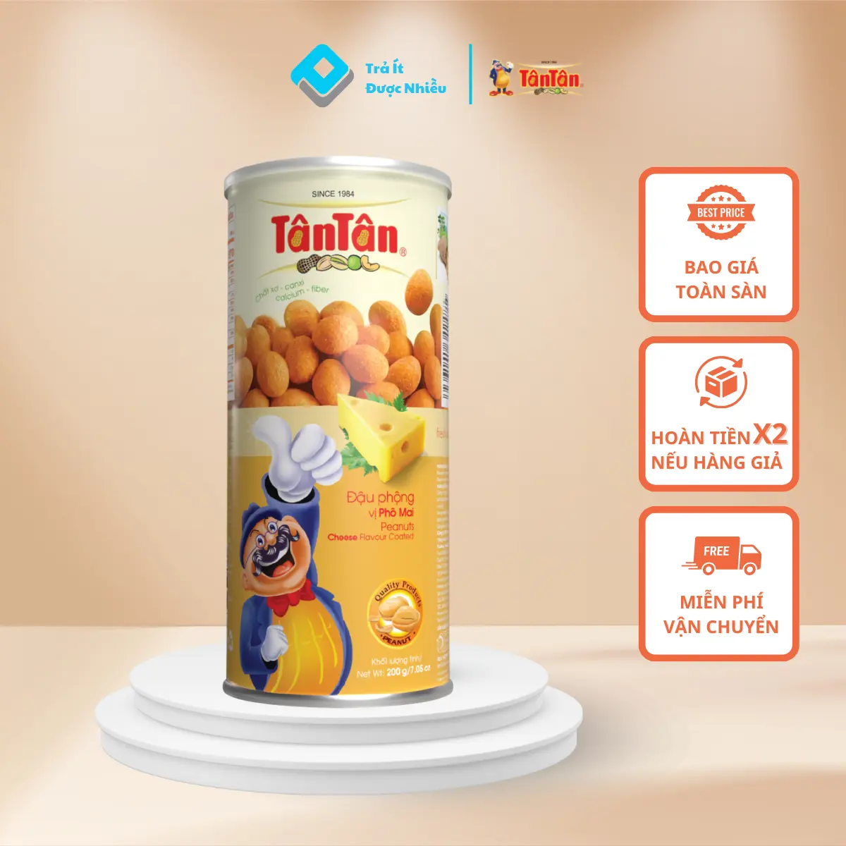 Đậu Phộng Da Cá Vị Phô Mai Tân Tân 200g Thơm Giòn Đậm Vị