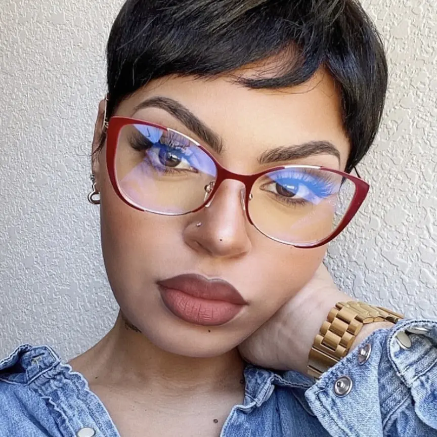 Cross-Border European and American Women's Fashion Glasses Frame Cat Eye Personality Ins Anti-Blue Ray Plain Glasses 2022 New Fashion Optical Glasses Frame