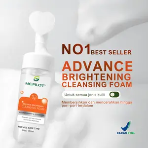 MERLOT Advance Brightening Cleansing Foam Niacinamide Glutathione 100ml BPOM Membersihkan & Mencerahkan Kulit Hingga Pori-Pori Terdalam Best Seller No.1 untuk Semua Jenis Kulit
