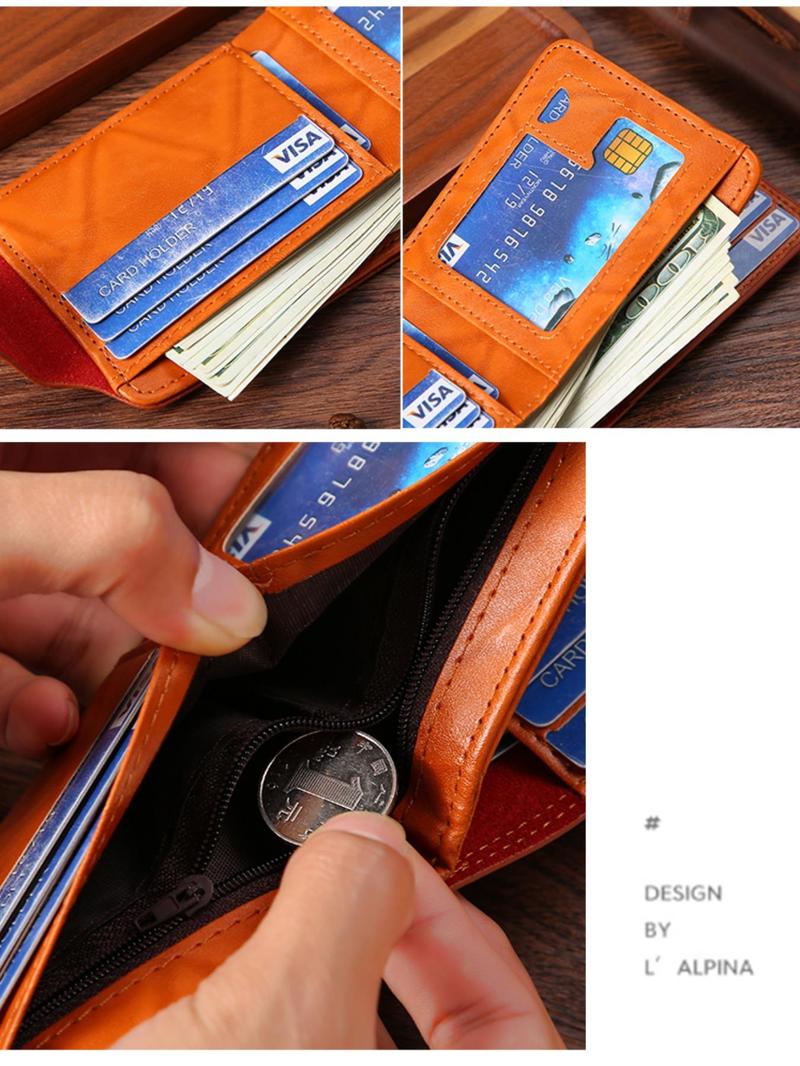 Product Introduction of Men's Vintage Casual Wallet, Fashionable All Over Print Card Holder with Coin Pocket, Durable Credit Card Wallet for Daily Commuting and Travel 5