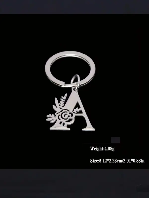 Stainless Steel Letter Design Keychain, Fashionable Keychain for Men & Women, Durable Metal Bag & Car Key Accessory 1