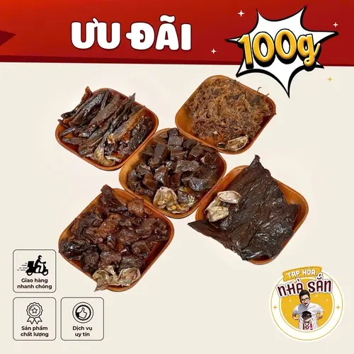 [ƯU ĐÃI LIVESTREAM] 100Gr Bò Ướt Cháy Tỏi Phố Cổ Gia Truyền - Tạp hoá nhà Sắn - Đồ Ăn Vặt Snack Vietnam Food Thức Ăn Cay