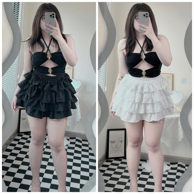 [bigsize60-90kg] chân váy lẻ vải lụa hàn Women
