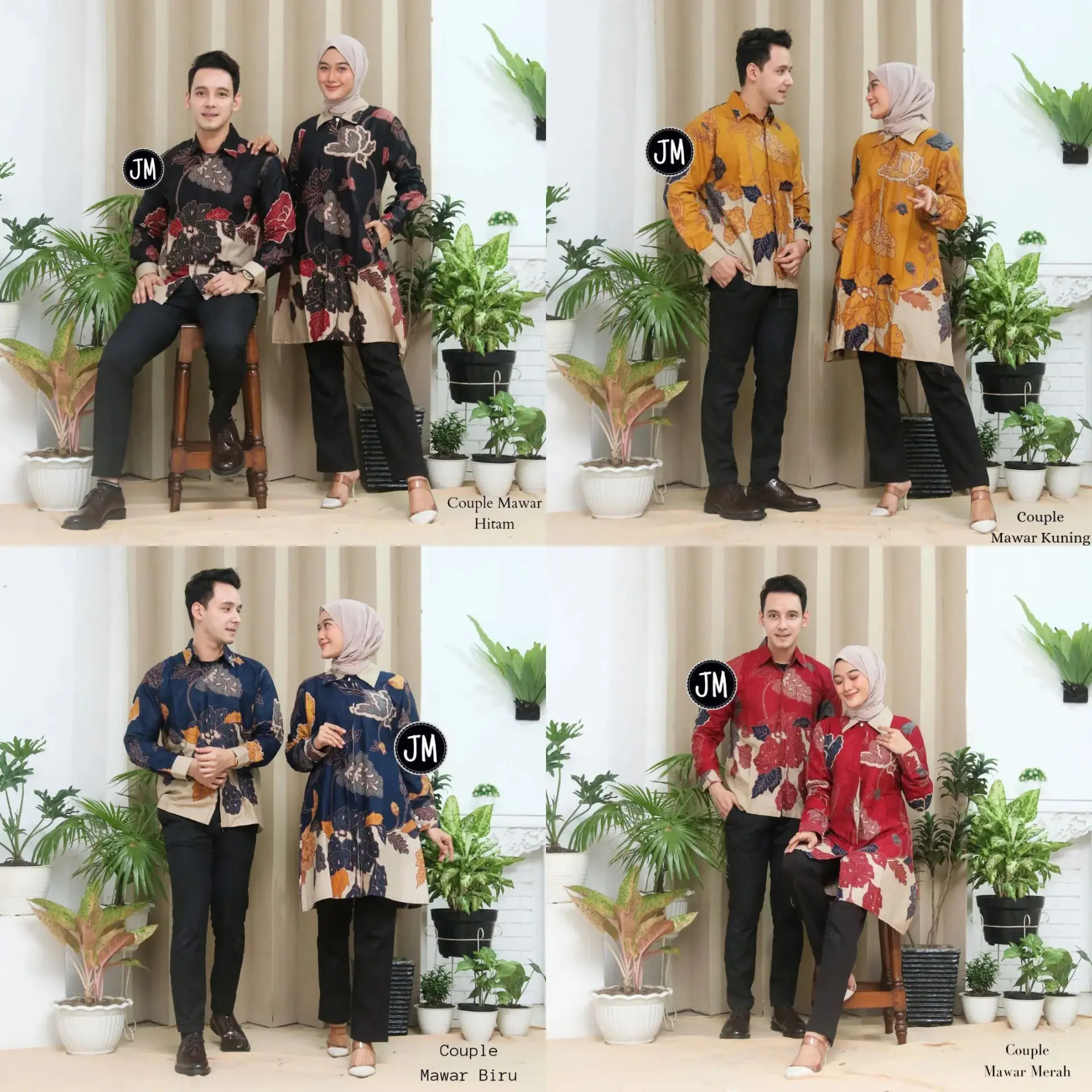 Couple Batik Tunik Termurah Couple Batik Tunik Modern Motif Mawar Katun Seragam Wanita