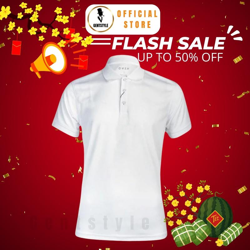 Áo Polo ngắn tay Nam Owen, Áo Thun Owen Body Fit màu trắng chất liệu cotton cao cấp mỏng nhẹ, mềm mịn co giãn 4 chiều Menswear Top Có Cổ Tay Ngắn Cộc Tay Shirt