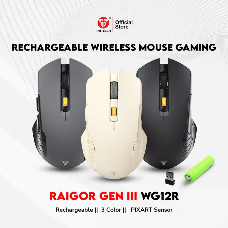 Fantech RAIGOR III WG12R Mouse Wireless Gaming Rechargeable Baterai Computer