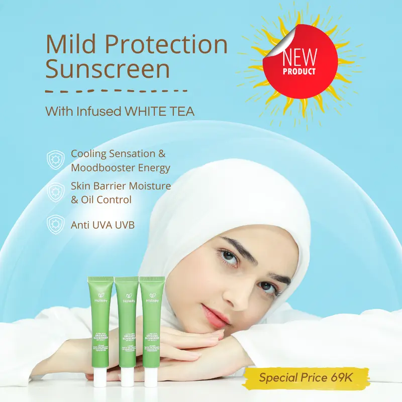 Halwey New Organic Sunscreen Ultra Mild White Tea SPF28 PA+++ 15gr 5