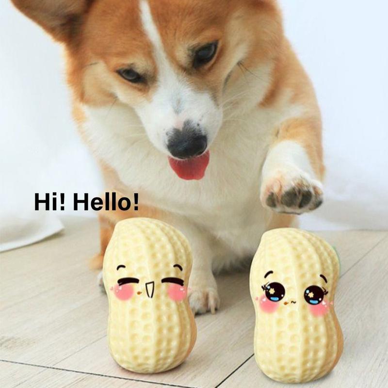 Product Introduction of Peanut Dog Toy Molar Bite Resistant Squeak Vocal Pet Toy Ball for Puppy Cat Interactive Teeth Grinding Accessories 5