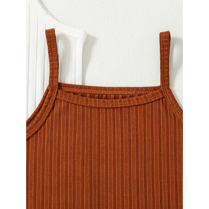 Summer Solid Color 3pcs Ribbed Cami Jumpsuit Set - Perfect for Outdoor Gift 6