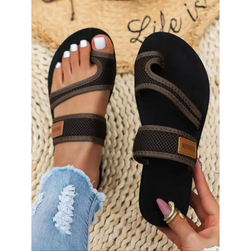 Casual Plain Color Slip on Lightweight Flat Sandals for Women,  Beach Sandals, Summer Breathable Comfortable Toe Thong Sandals for Women, Trendy All-match Sandals, Trending Sandals 6