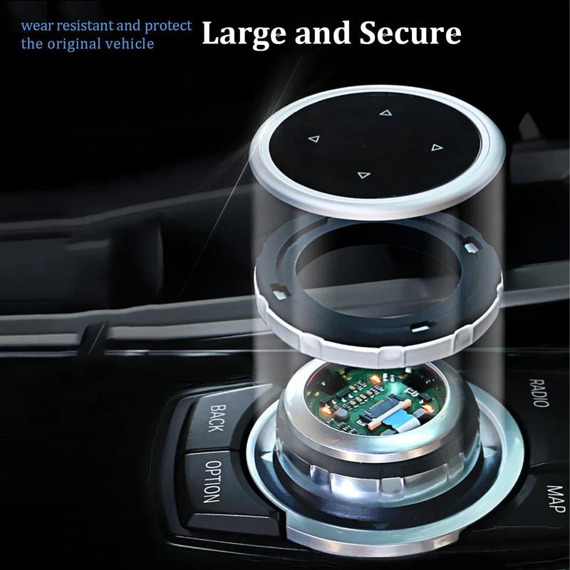Car Multimedia Knob Cover, Medium to Large Multimedia Control Button Cover for BMW 1 3 4 5 7 Series X1 X3 X4 X5 X6 F10 F20 F30, ABS Plastic BMW 1 Series Idrive Multimedia Button Cover 4