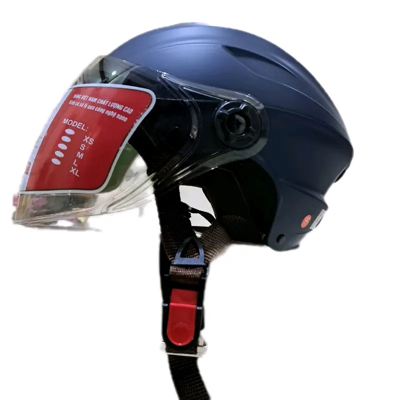 Khóa cài dây Mũ bảo hiểm Nửa đầu ,mũ 3/4  Inox Helmet phutung đen + đỏ 4