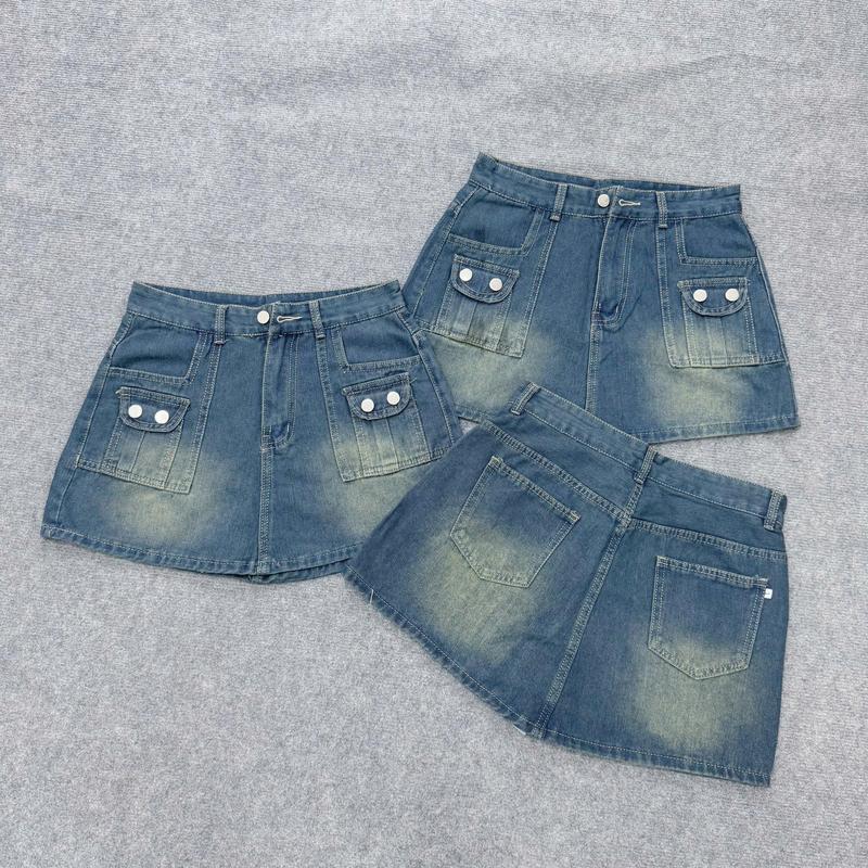 Chân Váy Dáng Chữ A Big Size Dễ Phối Đồ Kiểu Có Túi Vải Jean Co Giãn Lên Phom Tôn Dáng CV406 Voi Women Voan