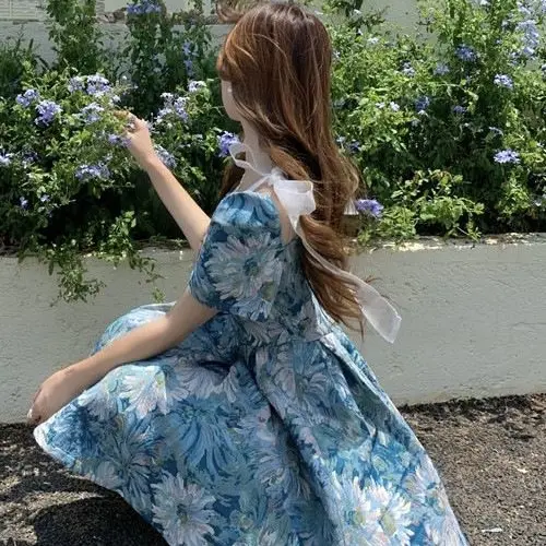 Dress Baby Blue Barbie Doll Mini Dress - Dress Casual Kasual / Dress Import Impor / Gaun Pesta Formal / Party Dress / Daisy Dress Bunga Biru Panjang Pendek Remaja  Tutu  Wanita 6