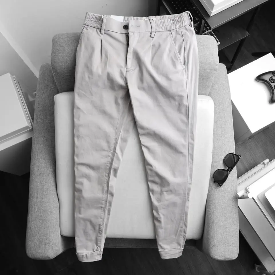 Quần dài kaki nam ống côn, lưng thun co giãn Menswear có thể giặt máy đẹp trai