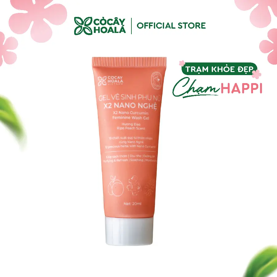 Dung Dịch Vệ Sinh Cỏ Cây Hoa Lá Gel x2 Nano Nghệ Làm Sạch Ngừa Vi Khuẩn 20ml Cho Mẹ Bầu