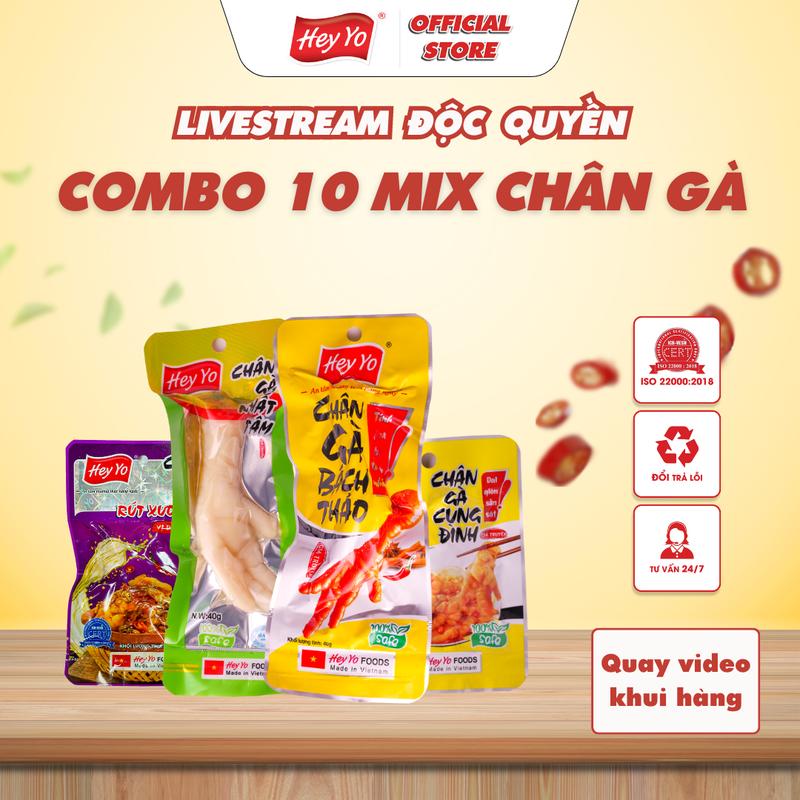 Combo 10 chân gà cay Hey Yo chân gà siêu cay, chân gà ít cay, chân gà rút xương Hàng Việt Nam Ăn Vặt Thơm ngon chất lượng
