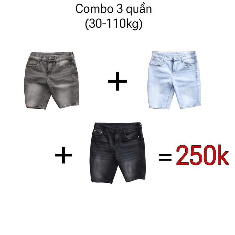 COMBO 3 Quần Short Jean Nam big size đủ size 32~110kg chất jean cotton co dãn 4 chiều form đẹp trẻ trung năng động hình thật tự chụp Menswear Pants  Có Túi quần jeans quan _ quannam  giare