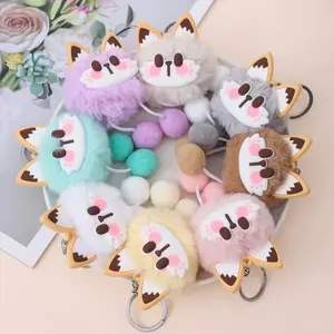 Gantungan kunci boneka kucing lucu, liontin tas, perhiasan gantungan kunci berbulu