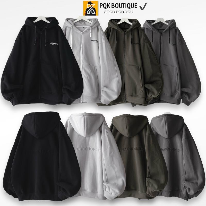 Áo Khoác Zip Nỉ Unisex Form Rộng NOTBADCHOICE 2 Dây Kéo