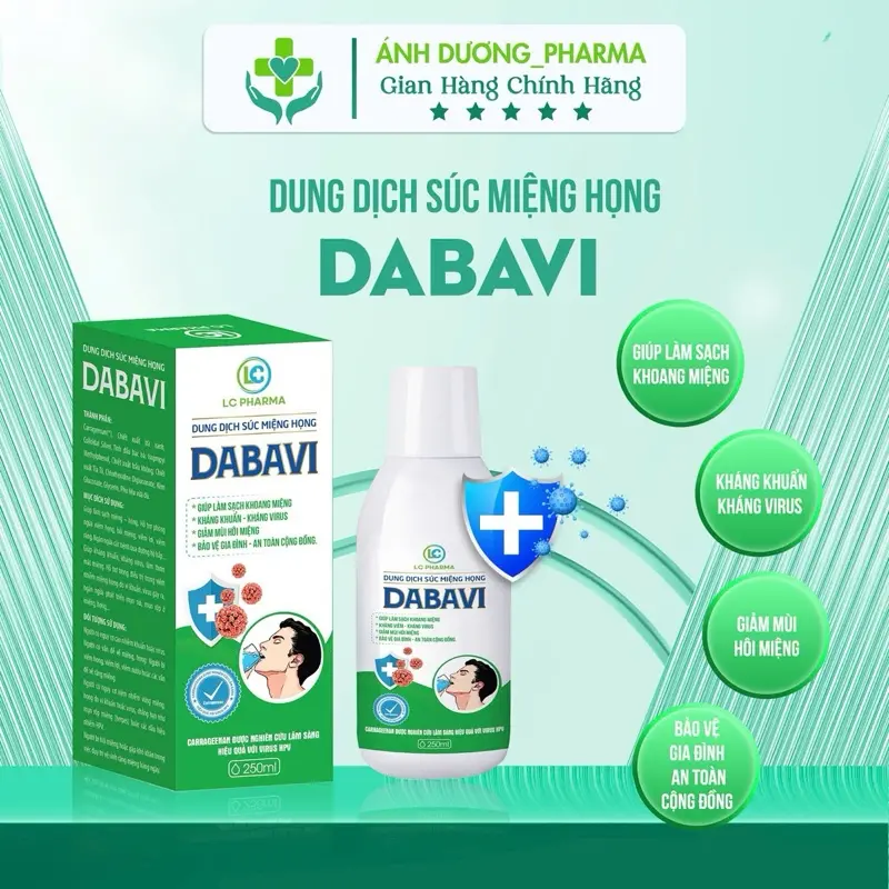 SM- Nước Súc Miệng, Súc Họng DaBaVi hỗ trợ cải thiện họng hạt, hôi miệng,nhiệt miệng và sùi trong khoang miệng,giúp hơi thở thơm mát dùng cho cả nam và nữ