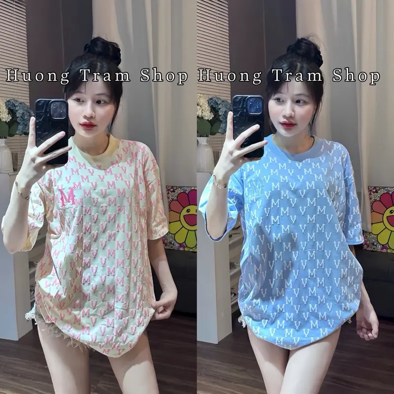 Áo Thun  Freesize Cotton 2chiều 250gsm - MV in Nổi Full áo thêu Ngực M , Hương Trầm Shop , Form 42-70kg , Chất cotton lạnh mềm mát , Nam và Nữ Women Top Cổ Tròn , Phối Jean xinh Voan 8