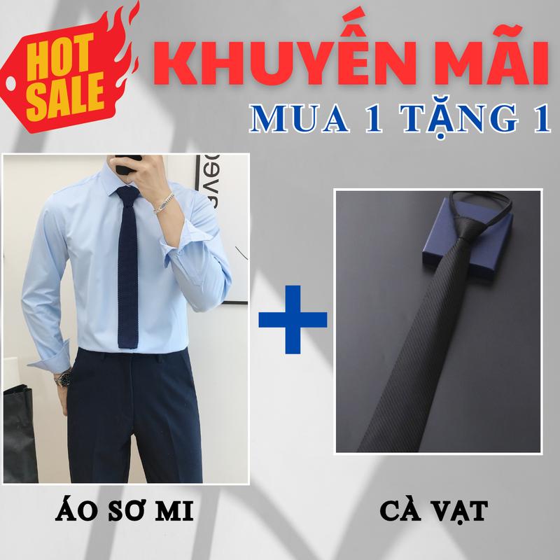 MUA 1 TẶNG 1 Áo sơ mi nam dài tay giấu cúc vải lụa nhiều màu form ôm body phong cách công cở đủ size + kèm quà tặng CÀ VẠT