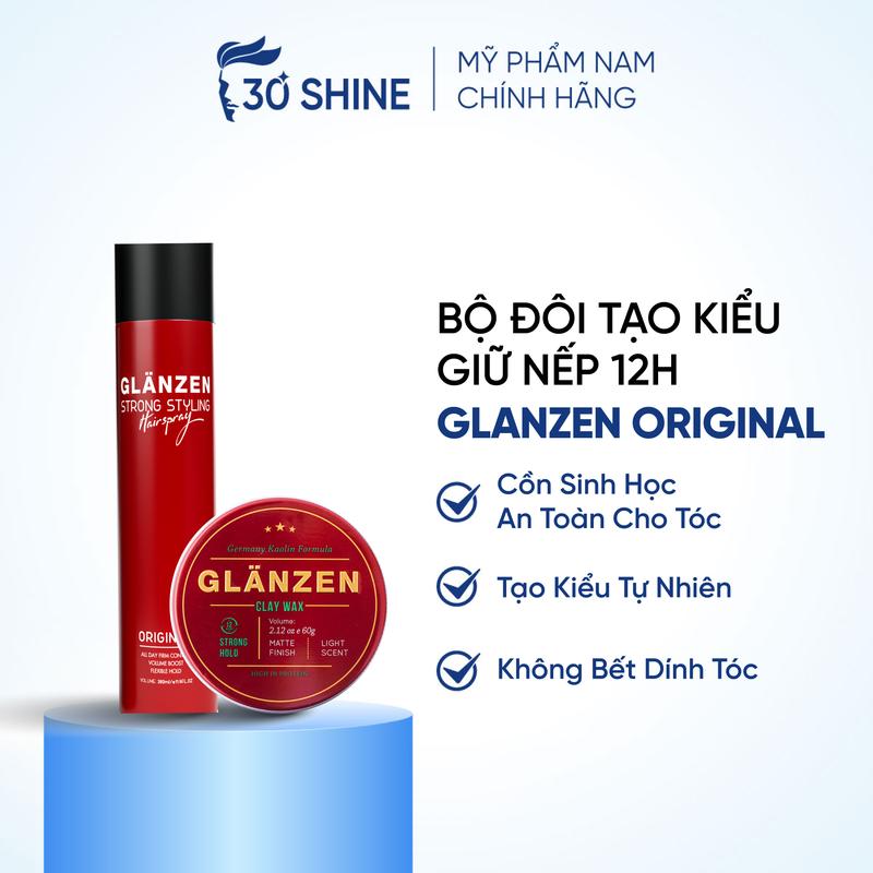 Combo Tóc đẹp tức thì Sáp Glanzen và Gôm Glanzen 24h giữ nếp tóc đỉnh cao 30shine phân phối chính hãng Vuốt Tóc