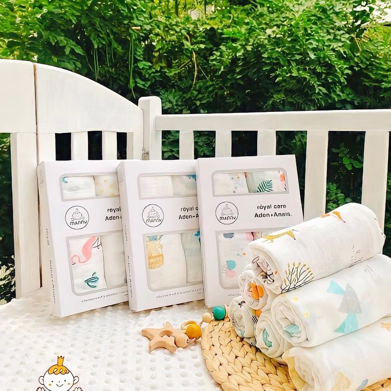 [KOC] Hộp 2 Khăn tắm sợi tre Manny cao cấp mềm mại cho bé sơ sinh size 110x120cm