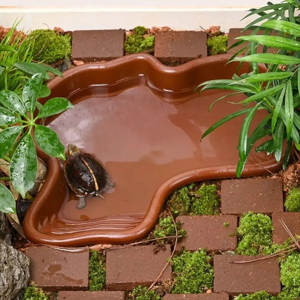 Landscaping Basin Portable Reptile Bathing Pool With Ramp Anti-slip Turtle Feeding Dish Reusable Tortoise Water Dish Hamster