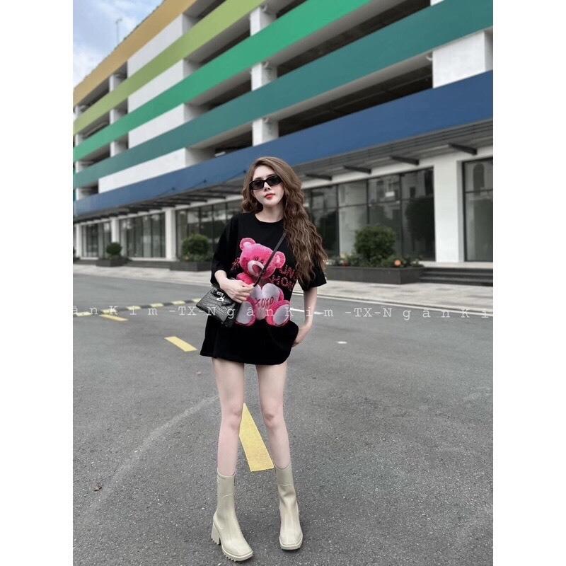 Áo Thun In Hình Gấu Dâu Freesize,Áo Phông ngộ nghĩnh Hottrend Siêu Đẹp Chất Vải COTTON thoáng mát dáng rộng 1
