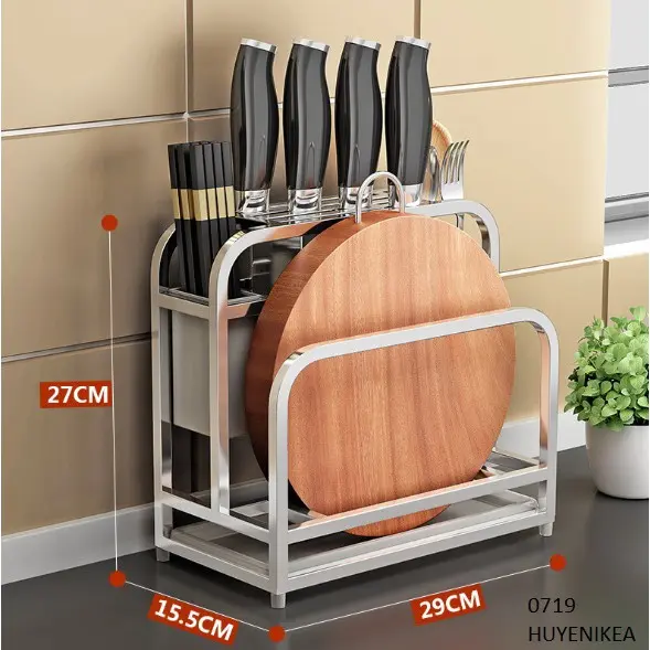 Kệ inox cao cấp để dao thớt, đũa tiện lợi có khay hứng nước 4