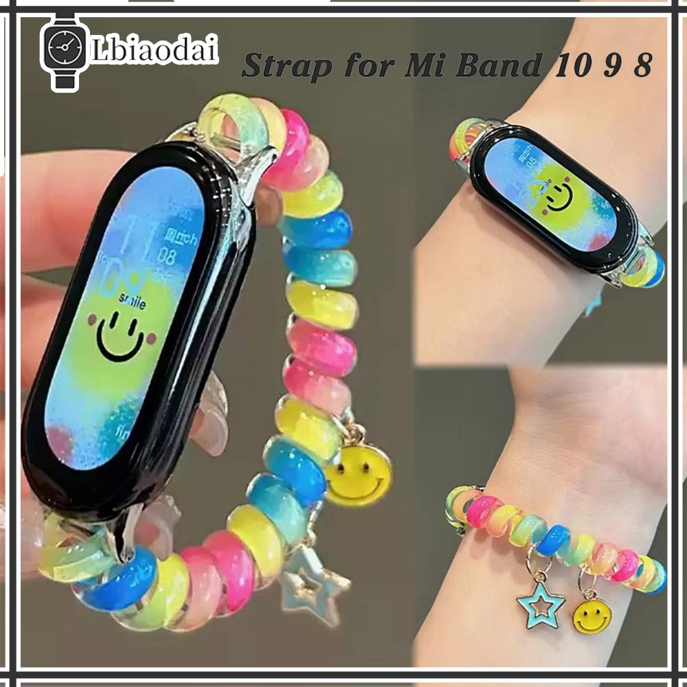 สายรัดยืดหยุ่น TPU for Smartwatch Xiaomi Mi Band 10 9 8 อุปกรณ์เสริมสร้อยข้อมือเข็มขัด for Mi band 1