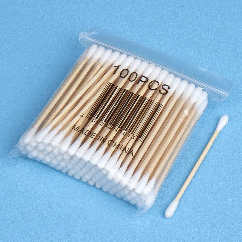 100 Bags Double Ended Cotton Wwabs Disposable Sanitary Cleaning Cotton Swab Household Ear Picking Cosmetic Cotton Swab