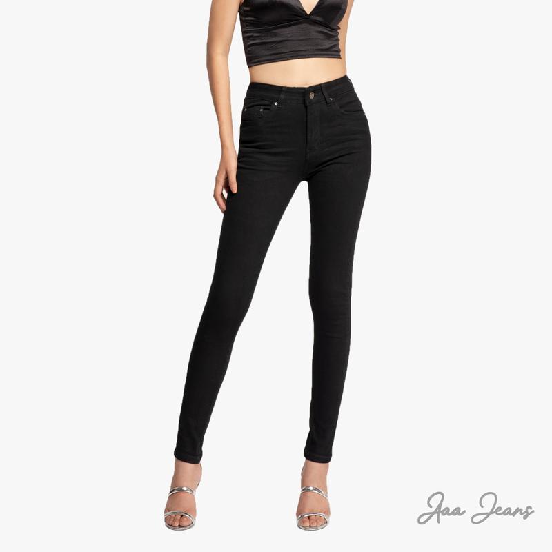  Aaa Jeans - Quần Jean Nữ Lưng Cao Màu Đen Black Denim Pants 