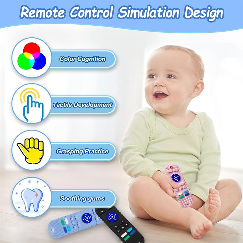 Product Introduction of New remote control baby teether, baby food grade silicone teether, anti-eating hand grinding baby teether pacifier  teeth 5