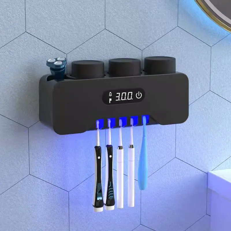 Giá để bàn chải khử khuẩn bằng tia UV kết hợp sấy khô (BH12tháng) tặng bộ nhả kem đánh răng auto SMART_STORE Đựng Bàn Chải 0