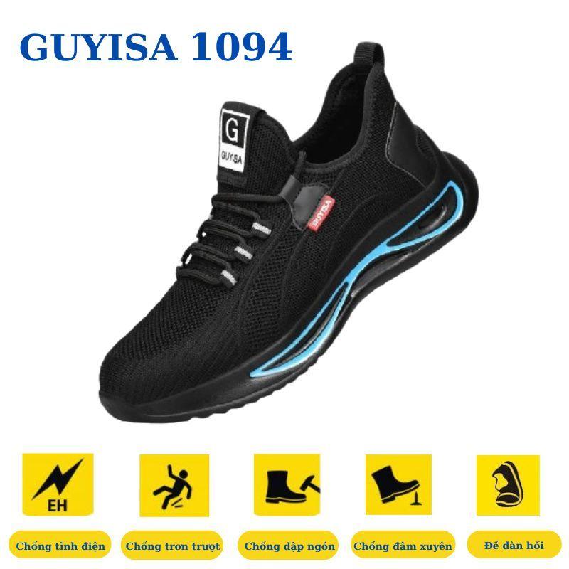 Giày bảo hộ lao động nam GUYISA 1094 chính hãng siêu bền đẹp mũi nhựa composite cách điện 10KV siêu nhẹ chống đinh thời trang thể thao  Shoes Đế Bằng Cao Su Nhung
